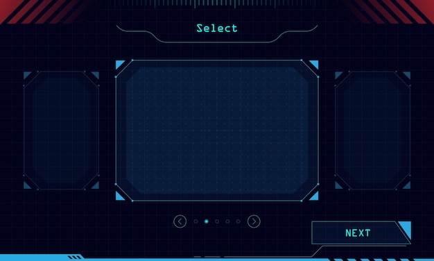 Quadros de jogo hud no estilo sci fi para Select
