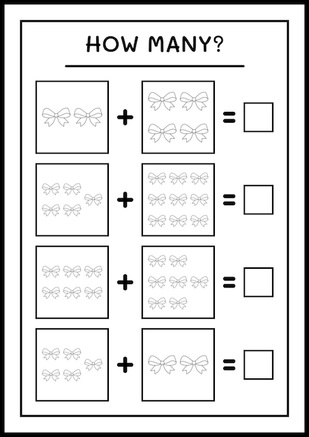 Quantas fitas, jogo para crianças. ilustração vetorial, planilha para impressão