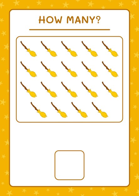 Quantas vassouras mágicas, jogo para crianças. ilustração vetorial, planilha para impressão