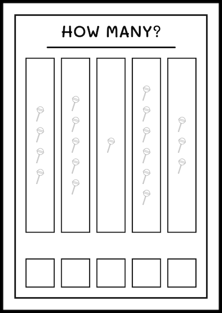 Quantos doces de natal, jogo para crianças. ilustração vetorial, planilha para impressão