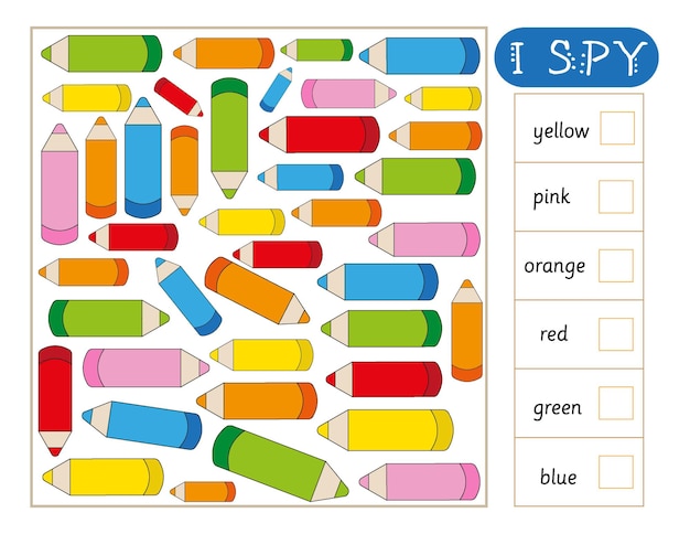 Quantos, eu espio jogo para crianças, cores, atividade de contagem, planilha pré-escolar de volta às aulas