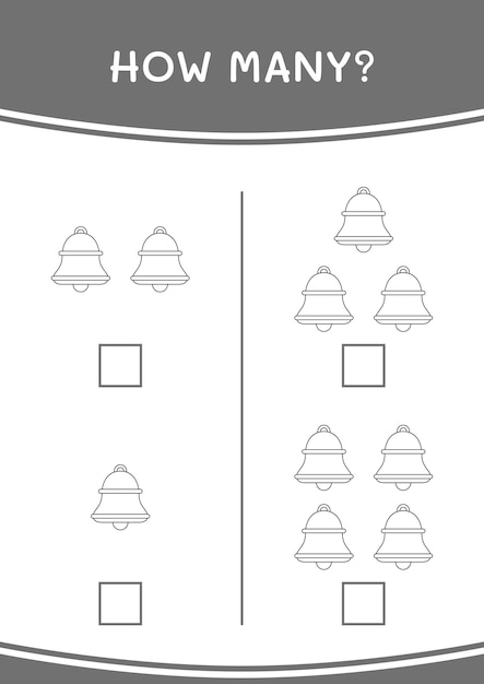 Quantos jogos de bell para crianças planilha imprimível de ilustração vetorial
