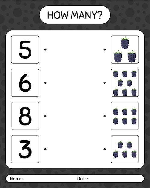 Quantos jogos de contagem com blackberry. planilha para crianças em idade pré-escolar, planilha de atividades para crianças, planilha para impressão