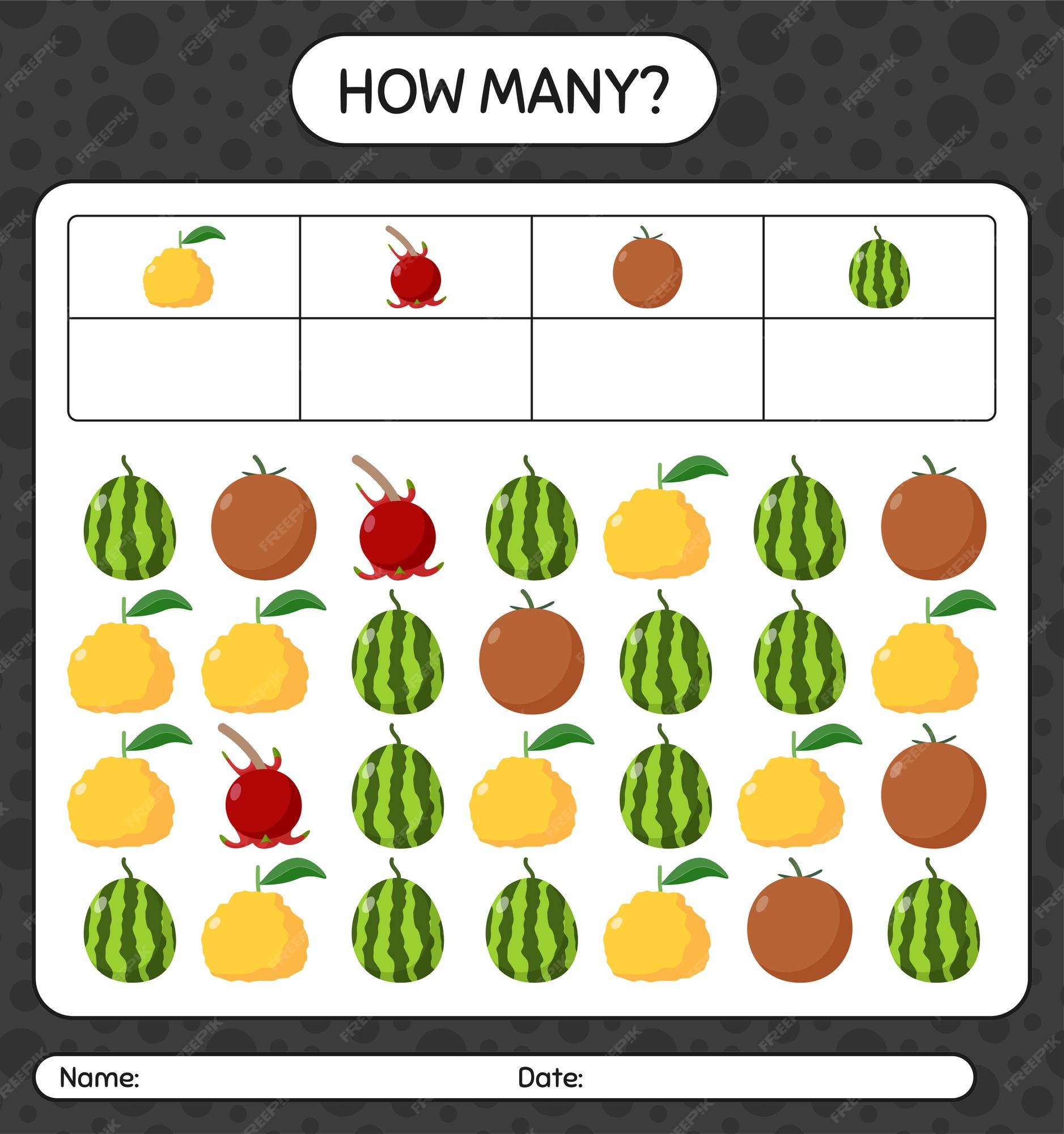 quantos jogo de contagem com paleta de pintura. planilha para crianças  pré-escolares, folha de atividades para crianças 10587394 Vetor no Vecteezy