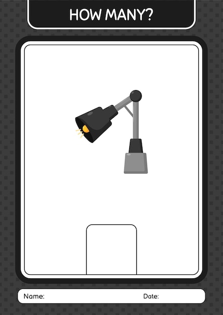 Quantos jogos de contagem com planilha de lâmpada de mesa para crianças pré-escolares folha de atividades para crianças