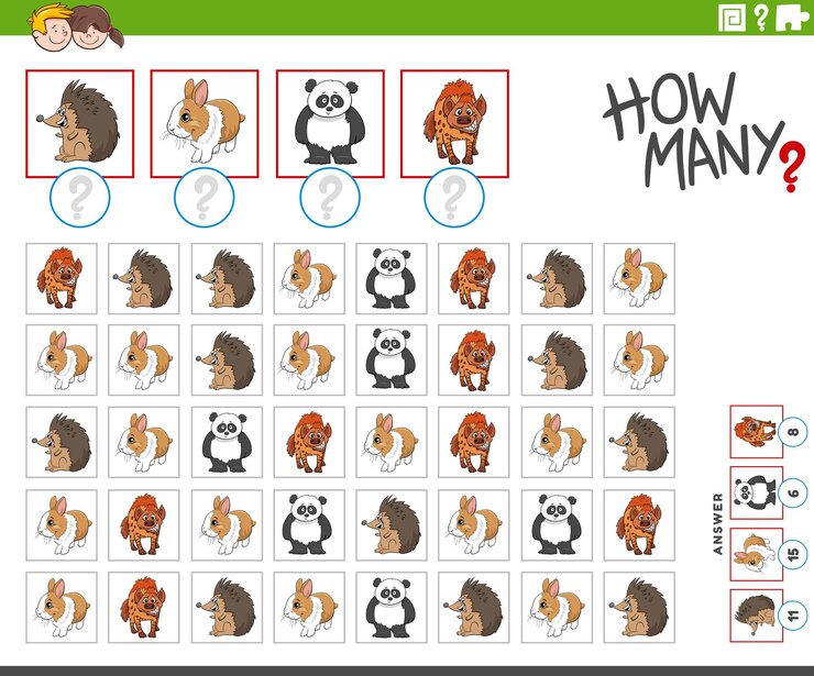Vetor quantos personagens de desenhos animados contando o jogo