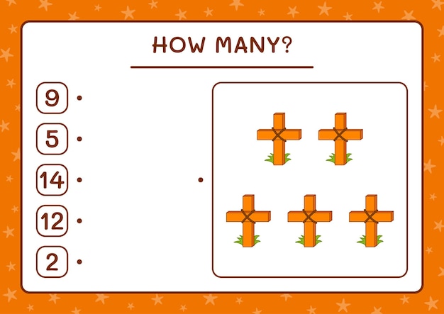 Quantos santa cruz, jogo para crianças. ilustração vetorial, planilha para impressão