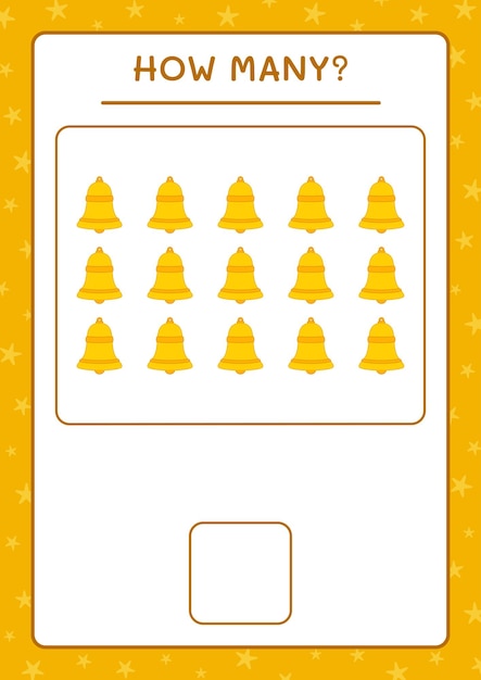 Quantos sinos de natal, jogo para crianças. ilustração vetorial, planilha para impressão