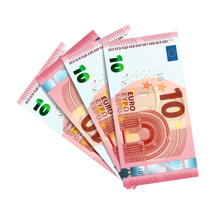 Vetor quarenta euros em maço de notas