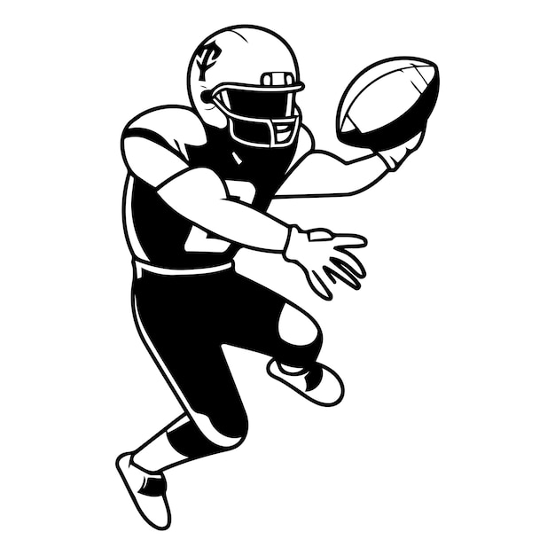 Vetor quarterback atleta bola campeonato liga jogador esporte campeão jogo ação desenho animado ilustração homem homem americano