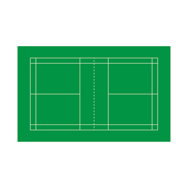 Quarto de badminton verde em fundo branco