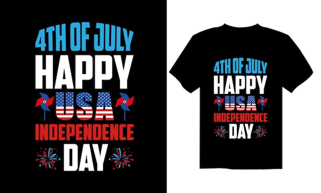 Quarto de Julho Dia da Independência América T-shirt Design Ilustração vetorial Feliz dia da Independência U