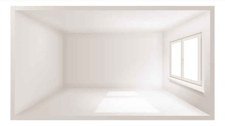 Vetor quarto vazio com janela 3d