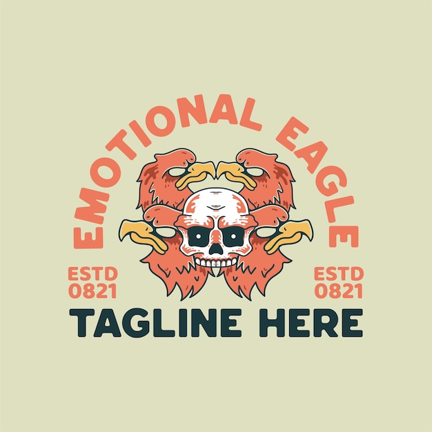 Quatro águia e ilustração do crânio Estilo retro para camiseta