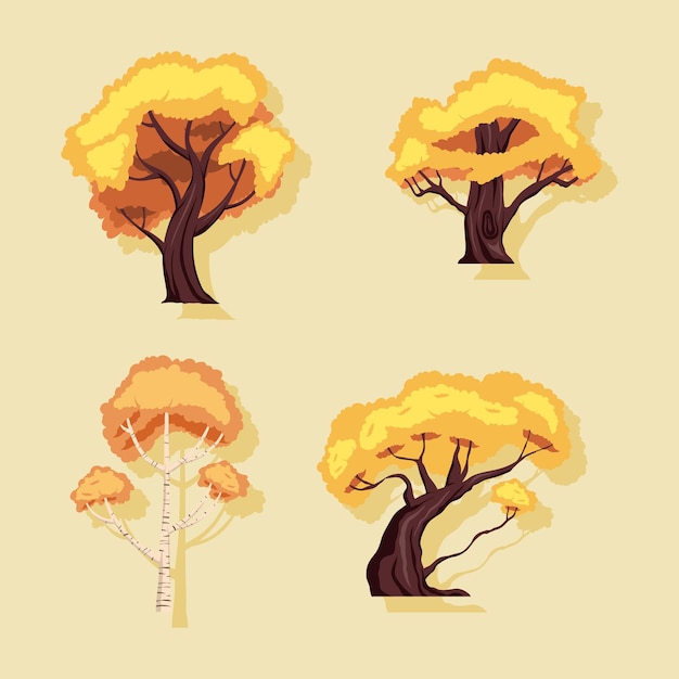 Quatro árvores amarelas
