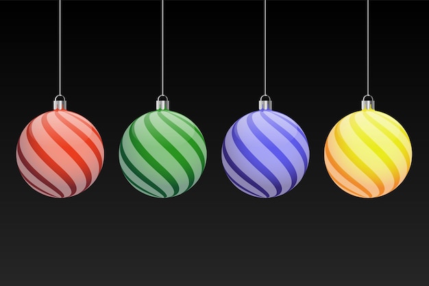 Quatro bolas de natal de iluminação - conjunto de vetores