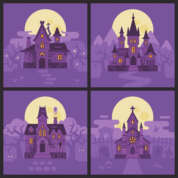 Quatro casas de halloween