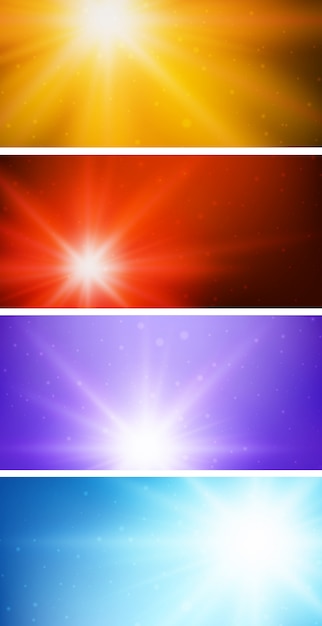 Quatro diferentes cores de fundo com luz brilhante