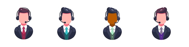 Quatro funcionários do Call Center Quatro agentes do Contact Center em projeto plano