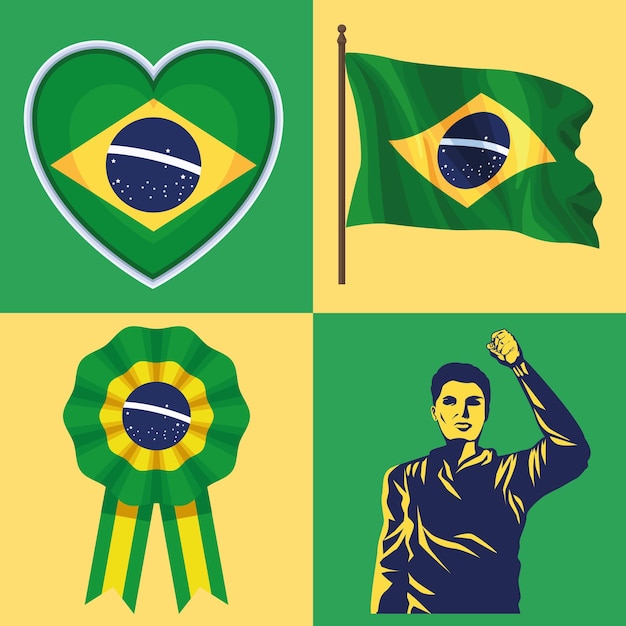 Vetor quatro ícones da independência do brasil