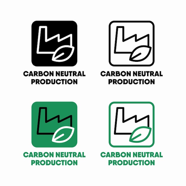 Vetor quatro logotipos para produção neutra em carbono são mostrados.