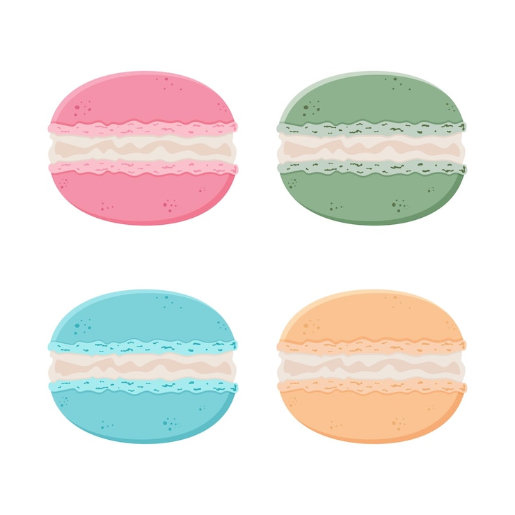Vetor quatro macaroons são mostrados com cores diferentes, incluindo um macaroon.