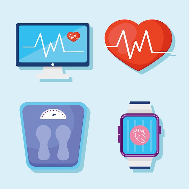 Vetor quatro monitores de saúde vestíveis