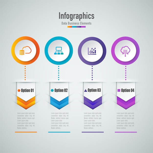 Vetor quatro opções de infográficos dados negócios elementos vetoriais