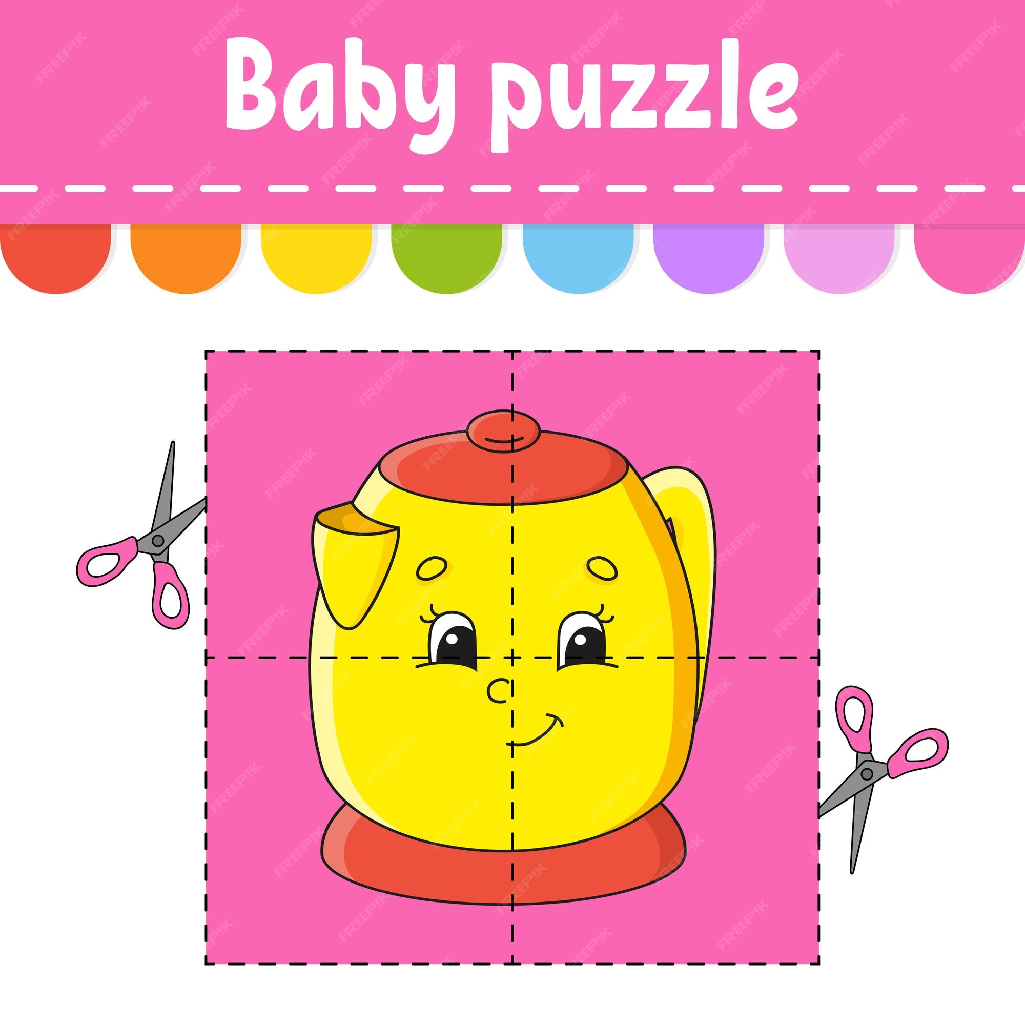 Quebra-cabeça de bebê cartões flash de nível fácil cortar e jogar
