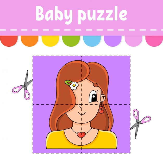 Puzzle Bebê. Nível Fácil. Cartões Flash. Cortar E Jogar. Planilha De  Atividade De Cor. Jogo Para Crianças. Personagem De Desenho a Ilustração do  Vetor - Ilustração de jogo, cartoon: 242595698