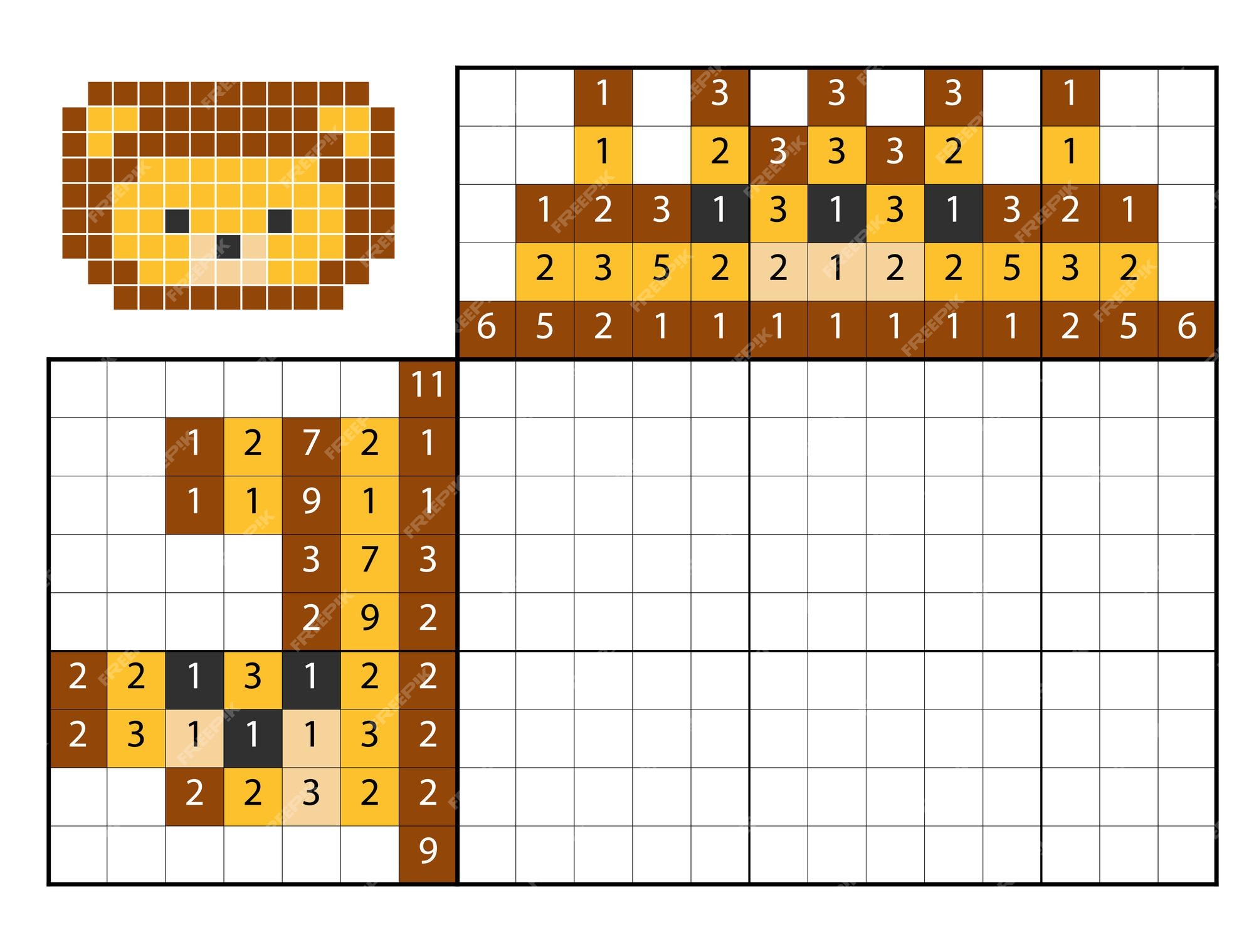 Quebra-cabeça pintar por número (nonograma), jogo educacional para