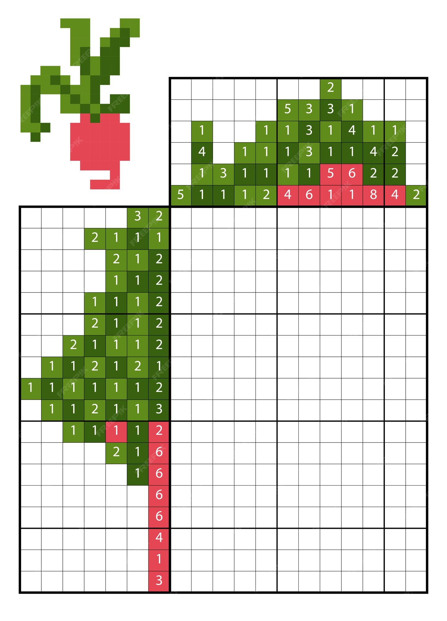 Puzzle de pintar por número (nonogram), jogo educacional para crianças, bee