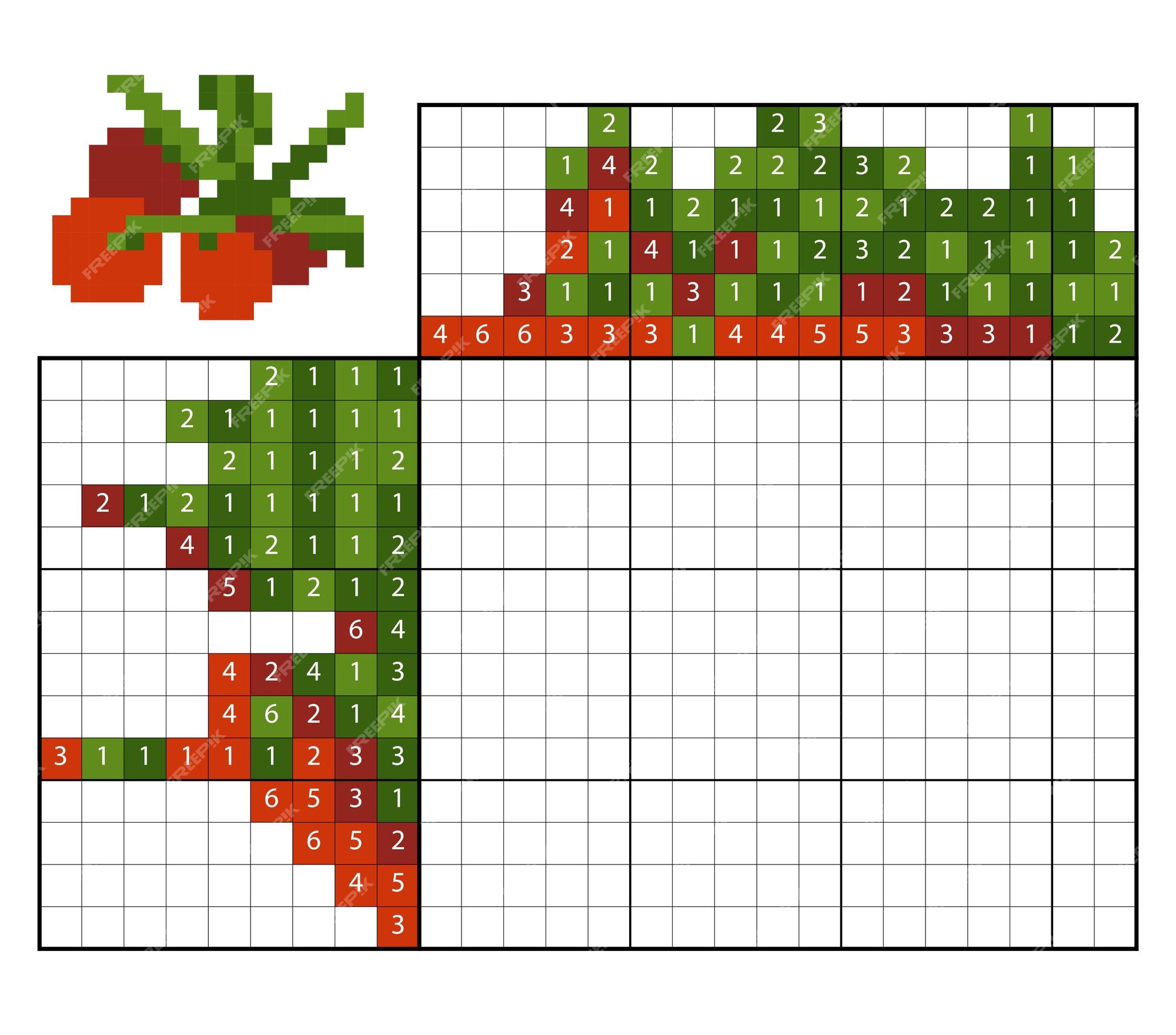 Puzzle de pintar por números (nonogram), jogo educacional para crianças,  sereia