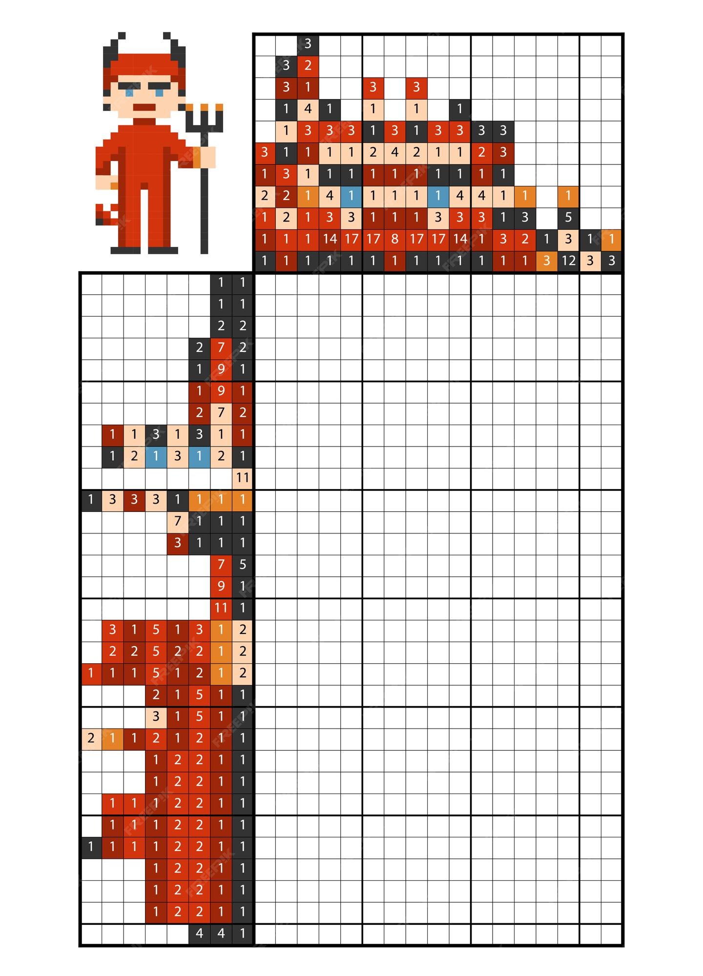 Quebra-cabeça pintar por número (nonograma), jogo educacional