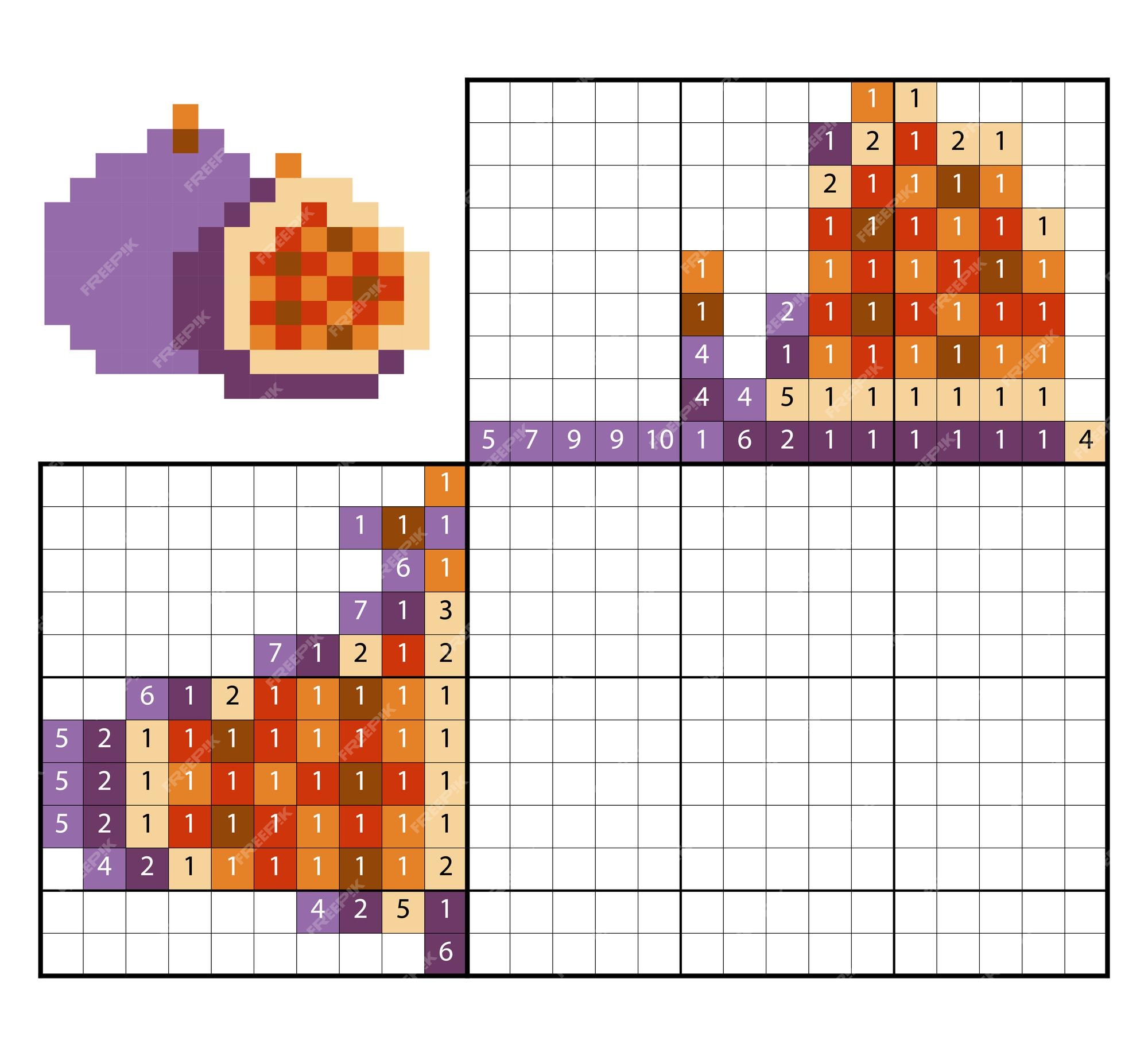 Puzzle de pintar por número (nonogram), jogo educacional para crianças, bee