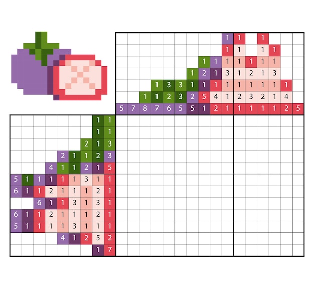 Quebra-cabeça pintar por número (nonograma), jogo educacional para