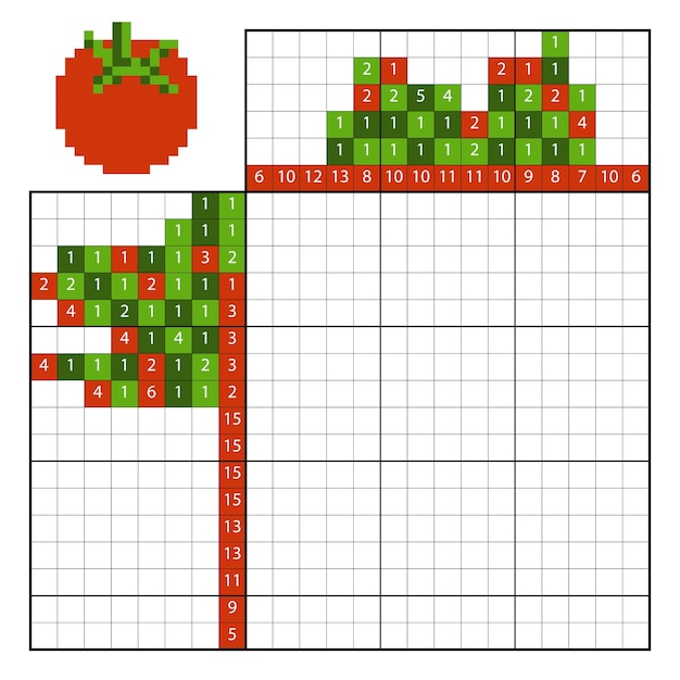 Puzzle de pintar por número (nonogram), jogo educacional para