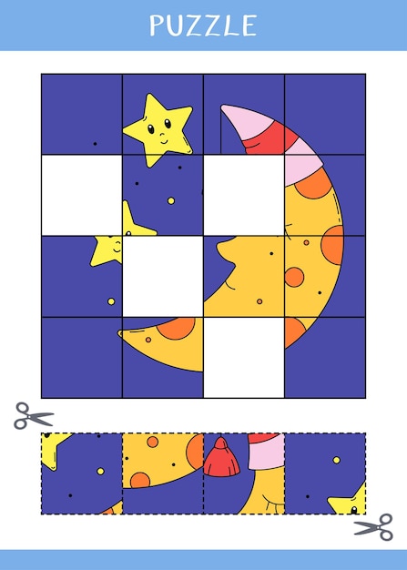 Vetor quebra-cabeça para crianças encontre as partes que faltam na imagem