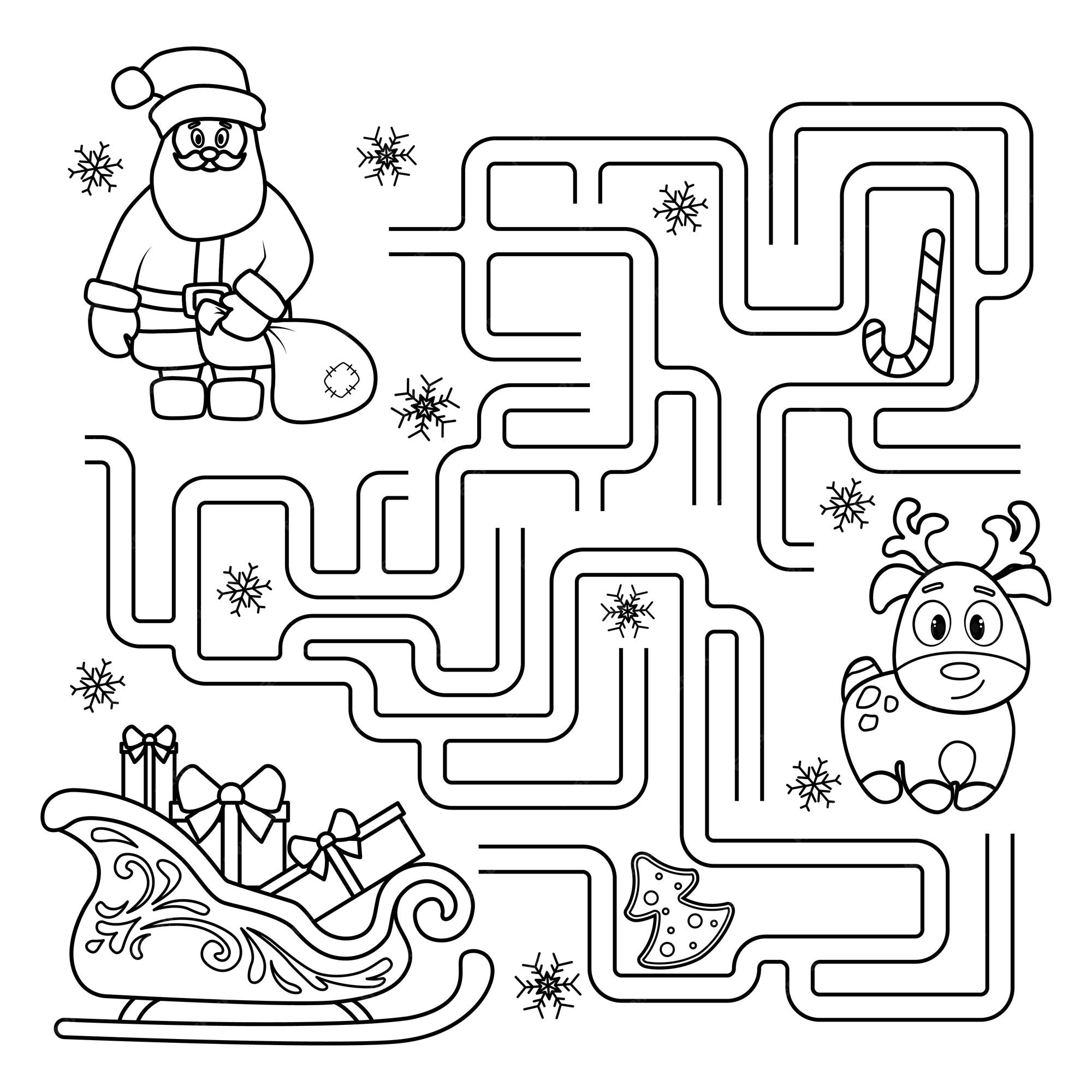 um jogo de quebra-cabeça para crianças, passe pelo labirinto. papai noel  dos desenhos animados. 14672737 Vetor no Vecteezy