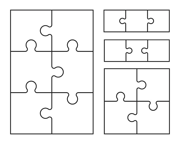 Vetor quebra-cabeças grade quebra-cabeça 6 4 e 3 peças
