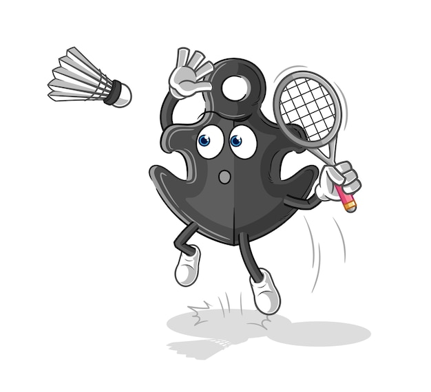 Vetor quebra de âncora no vetor de mascote de desenho animado de badminton