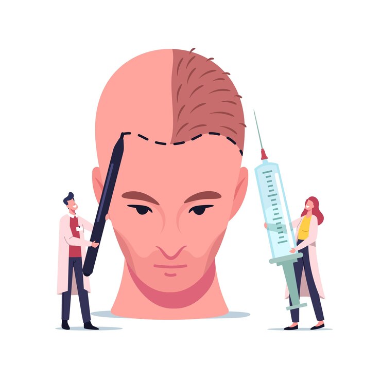 Vetor queda de cabelo e problema de saúde retrocedendo