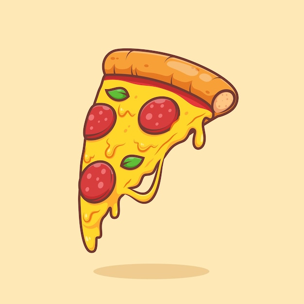 Vetor queijo minimalista simples bonito derretendo em cima da ilustração de pizza