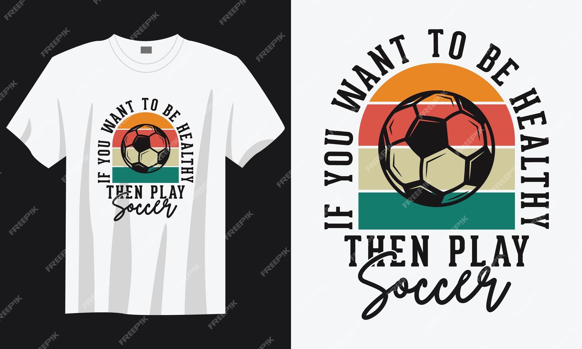 Quero ser saudável, então jogar futebol vintage tipografia futebol slogan  camiseta design ilustração