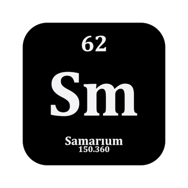 Vetor química do samário ícone elemento químico na tabela periódica