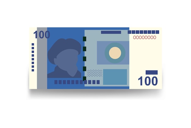 Quirguistão Som Ilustração vetorial Quirguistão dinheiro conjunto notas de banco Papel moeda 100 c