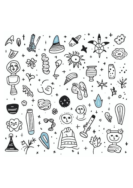 Quirky Collection Uma variedade de Doodles caprichosos e esboços de personagens