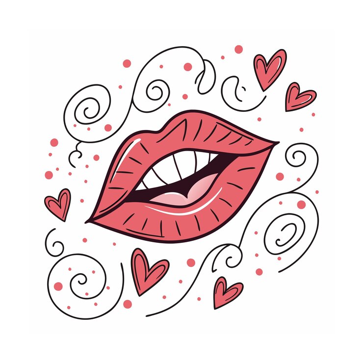 Vetor quirky handdrawn valentine's day lips ilustração brincalhona e única