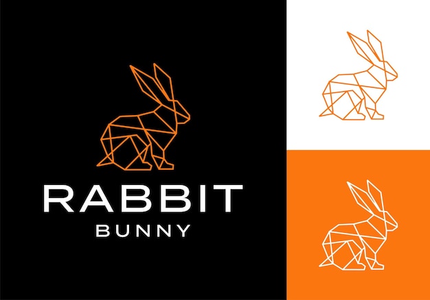 Vetor rabbit bunny hare line art origami logotipo ícone design vetorial