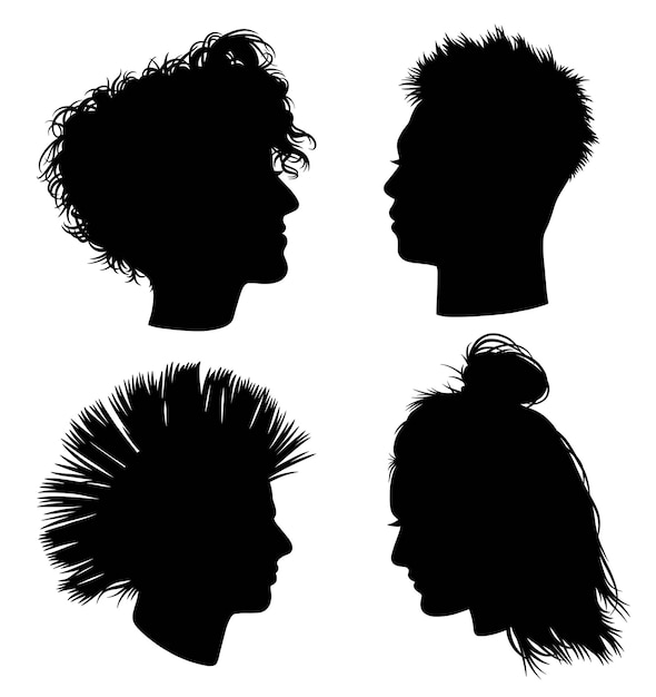 Rabo de cabelo masculino e feminino definir silhuetas